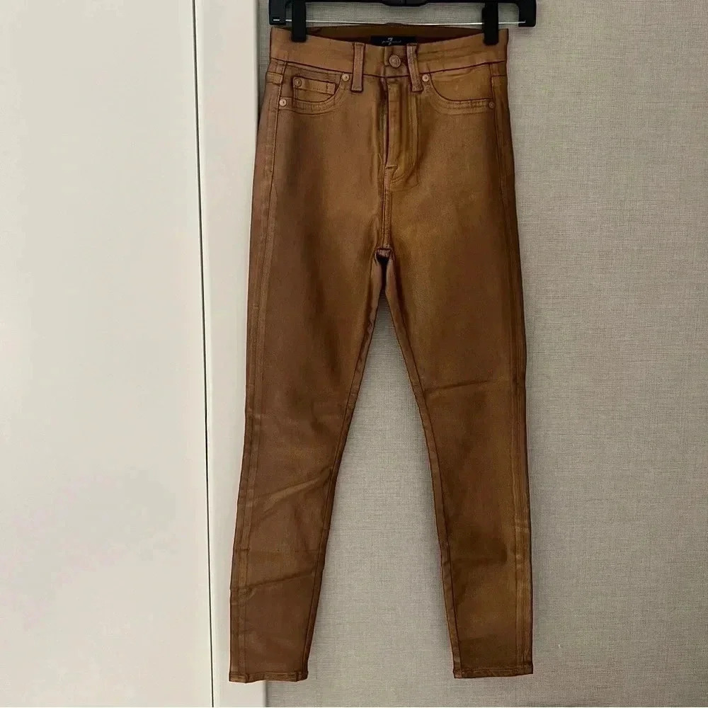7 For All Mankind Coated Skinny Jeans- Size 24; Like New (Never Worn)